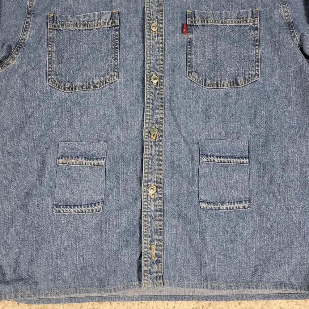 Levi's Denim Chore Shirt Men's Medium Blue 4-Pocket Cotton Button-Up Long Sleeve
